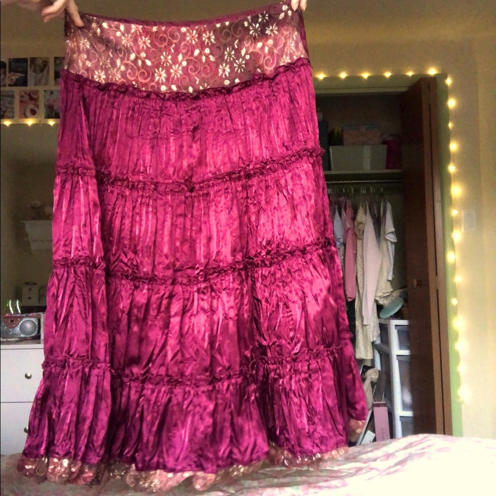 Burgundy and Gold Long Skirt